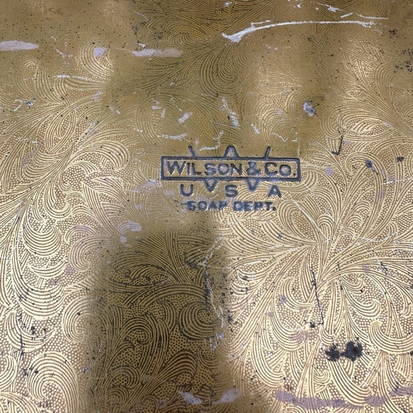 Lot 2 Vintage Wilson & Co USA Soap Dept. Tin Humidor Mosaic Litho Box Hinged Lid - Picture 11 of 14